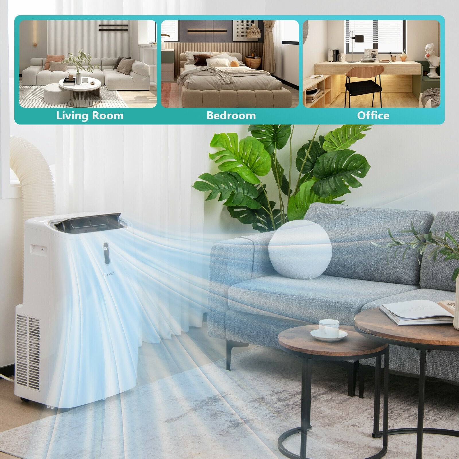 12000 BTU Portable 4-in-1 Air Conditioner with Smart Control, White Portable Air Conditioners at Gallery Canada