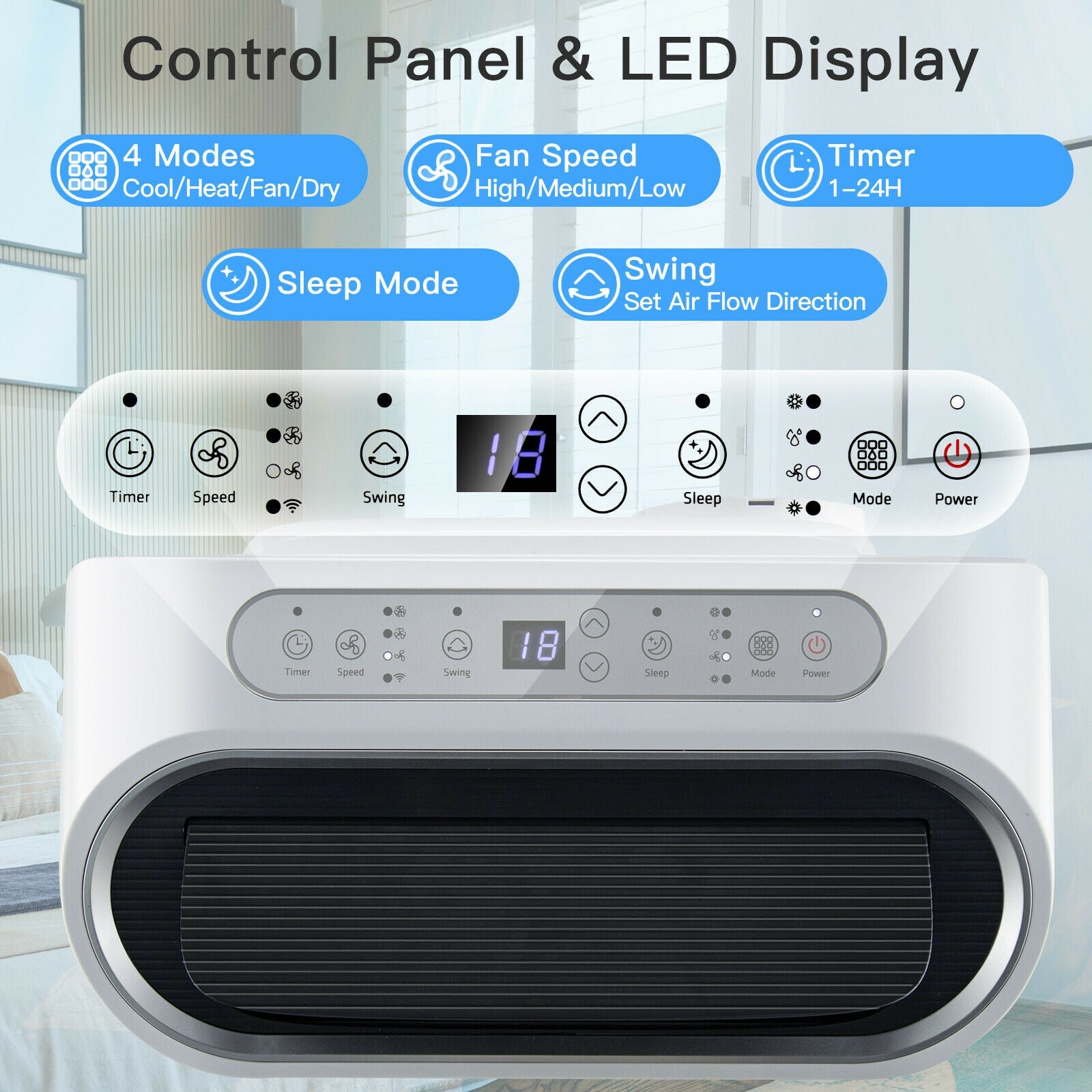 12000 BTU Portable 4-in-1 Air Conditioner with Smart Control, White Portable Air Conditioners at Gallery Canada