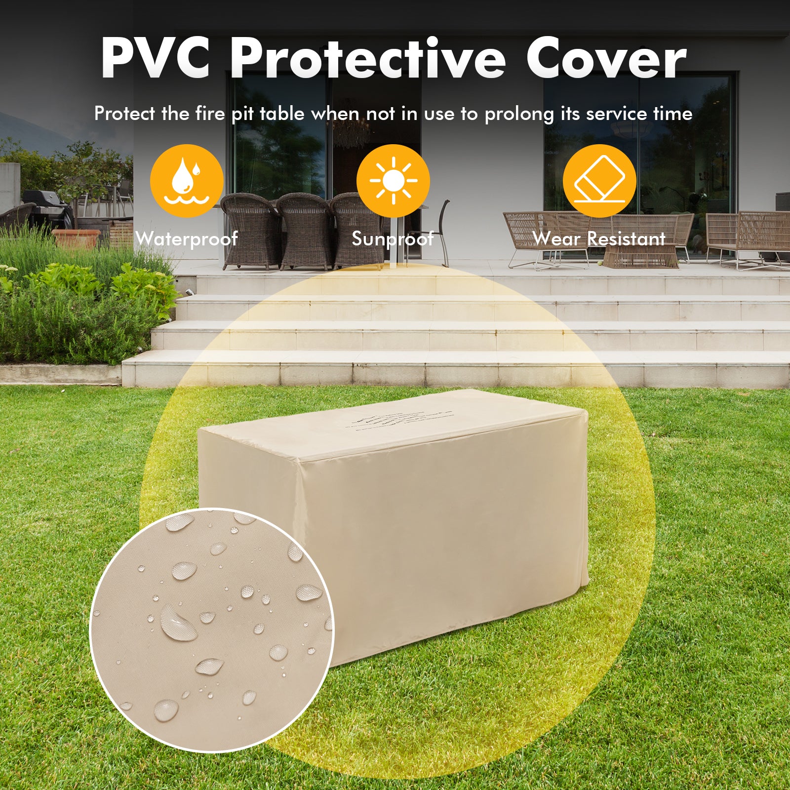 43 Inch 50 000 BTU Propane Fire Pit Table with Removable Lid, Gray Fire Pit Tables at Gallery Canada