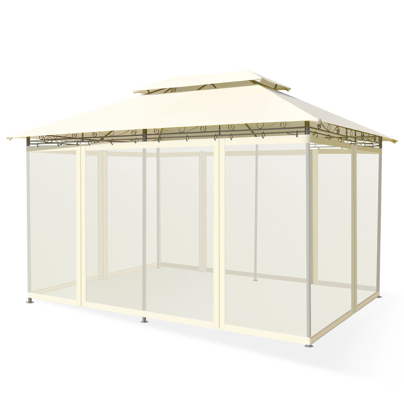 10 Feet x 13 Feet Tent Canopy Shelter with Removable Netting Sidewall, Beige Gazebos Beige  at Gallery Canada