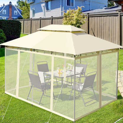 10 Feet x 13 Feet Tent Canopy Shelter with Removable Netting Sidewall, Beige Gazebos   at Gallery Canada