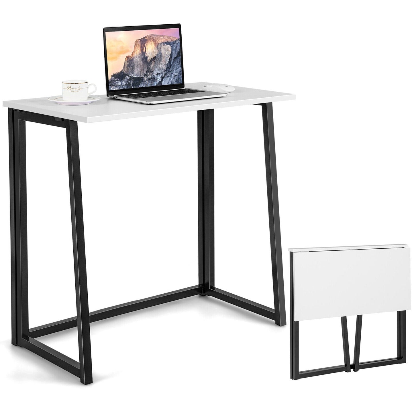 31 Inch Space-saving Folding Computer Desk for Home Office, White - Gallery Canada