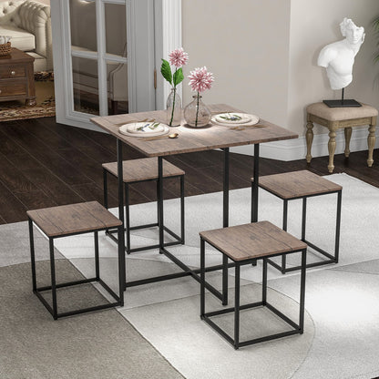 5 Piece Dining Table Set with 4 Stools, Gray - Gallery Canada