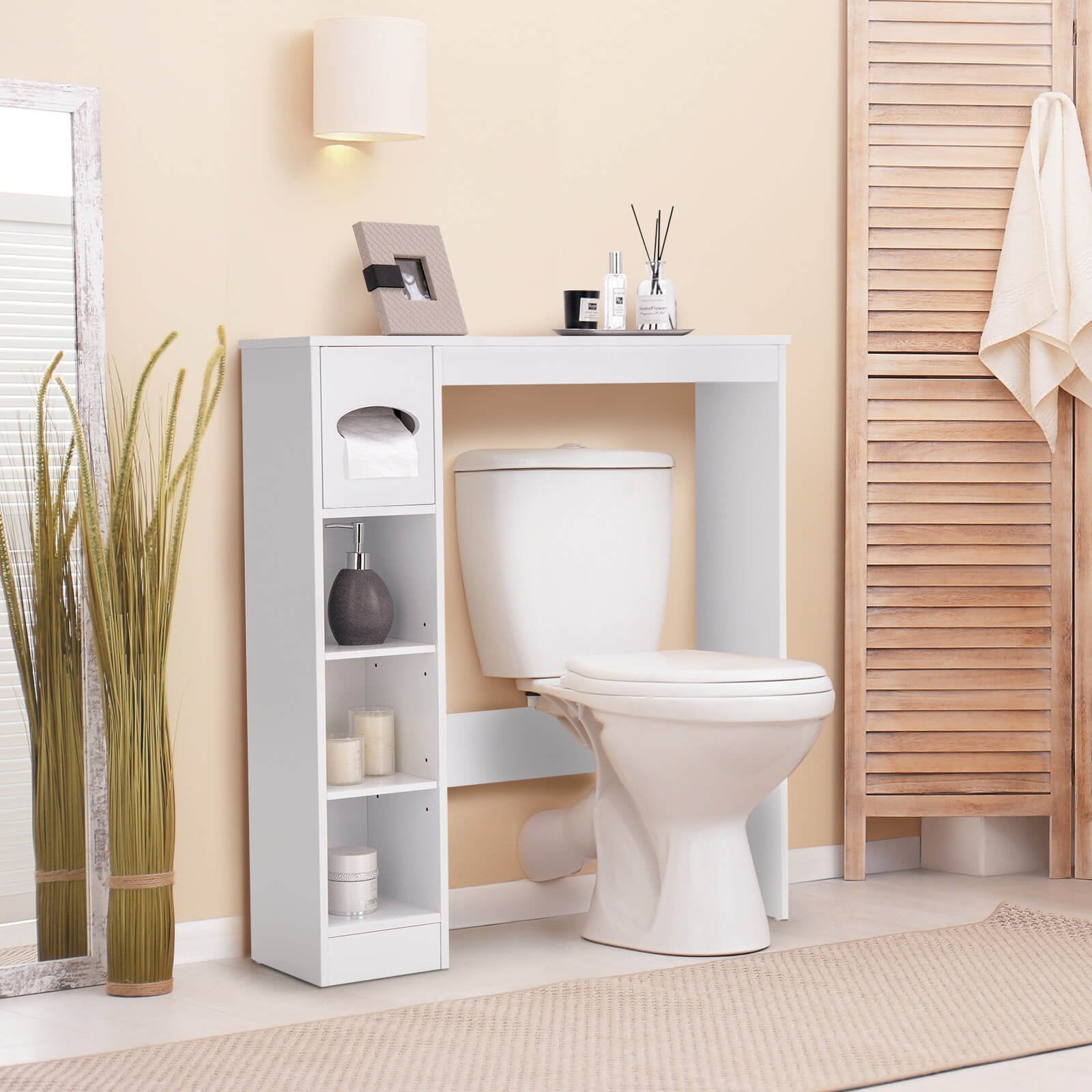 Wooden Toilet Storage Cabinet Bathroom, White Bathroom Etagere   at Gallery Canada