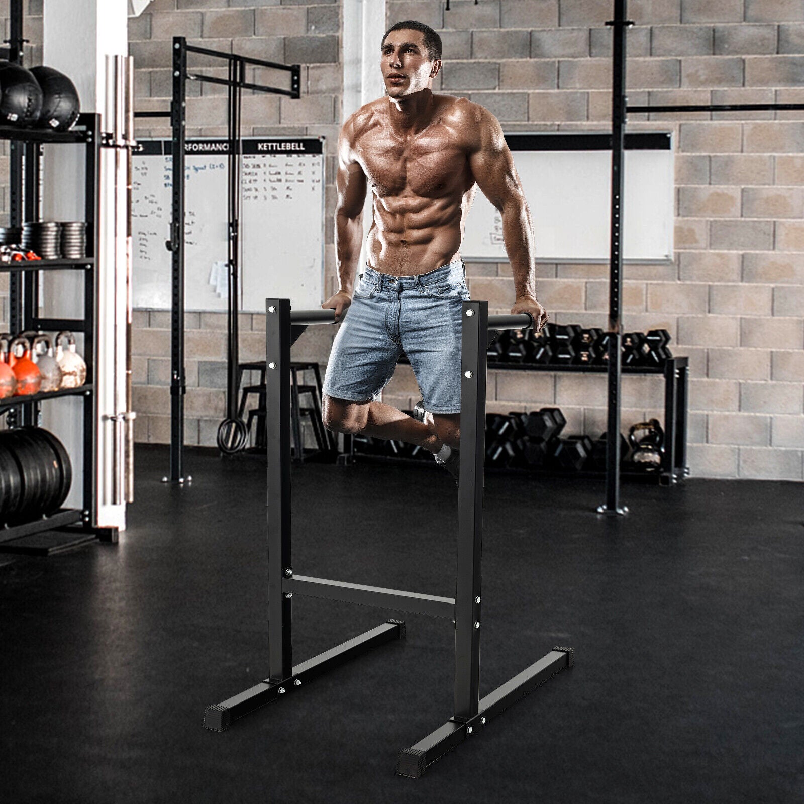 Multifunctional Dip Stand with Foam Handles for Home Gym, Black Benches Racks & Bars   at Gallery Canada