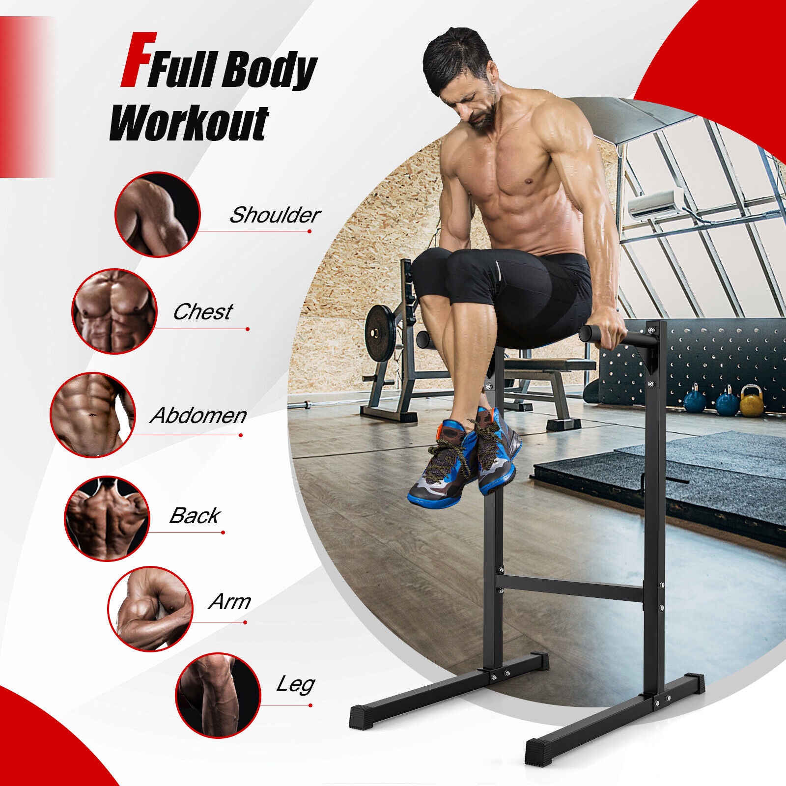 Multifunctional Dip Stand with Foam Handles for Home Gym, Black Benches Racks & Bars   at Gallery Canada