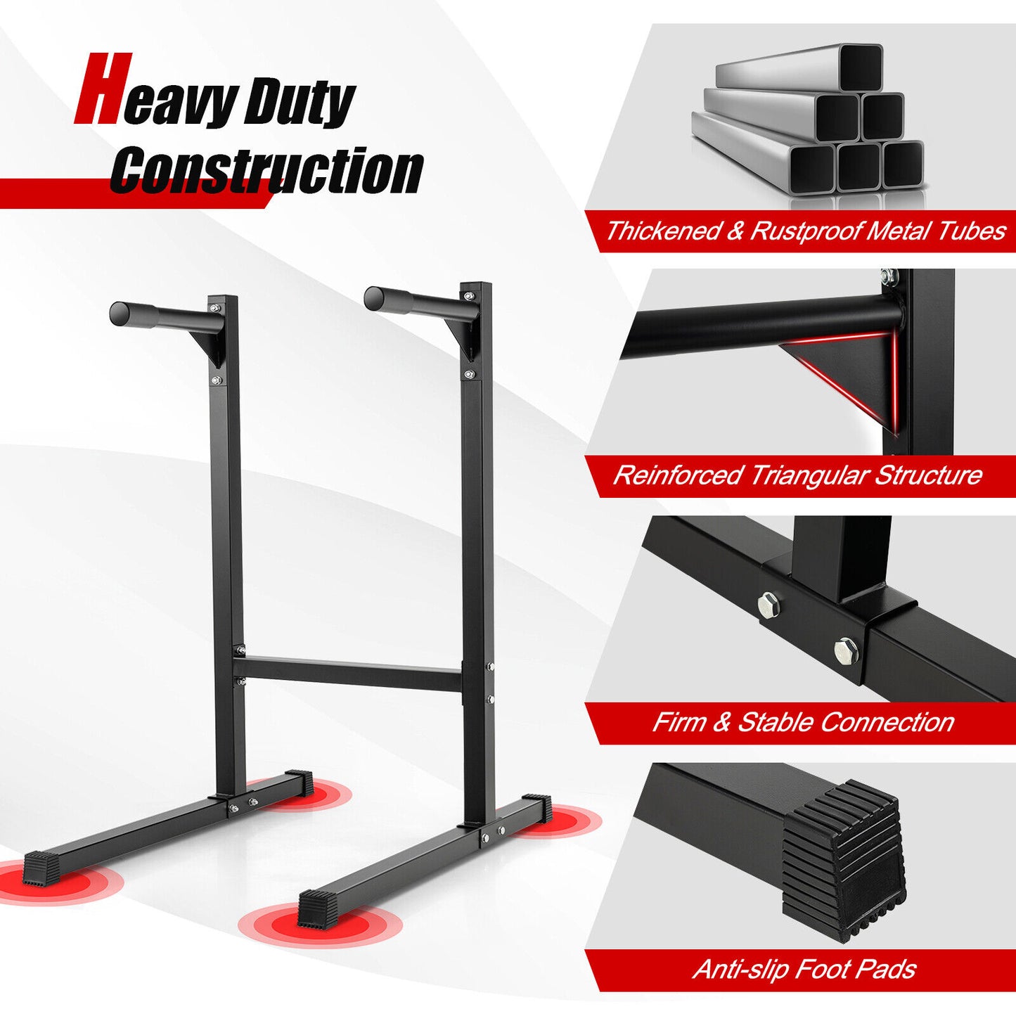 Multifunctional Dip Stand with Foam Handles for Home Gym, Black Benches Racks & Bars   at Gallery Canada