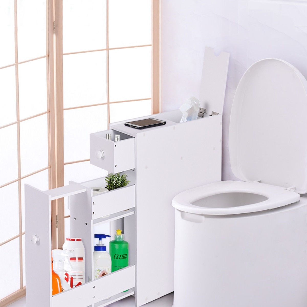 White Bathroom Cabinet Space Saver Storage Organizer, White Floor Cabinets   at Gallery Canada