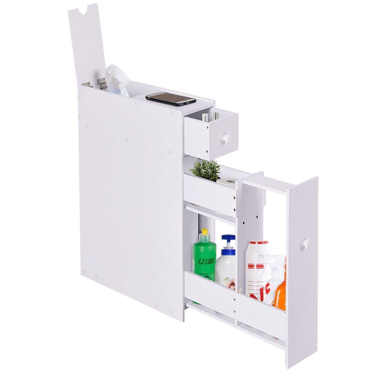 White Bathroom Cabinet Space Saver Storage Organizer, White Floor Cabinets   at Gallery Canada