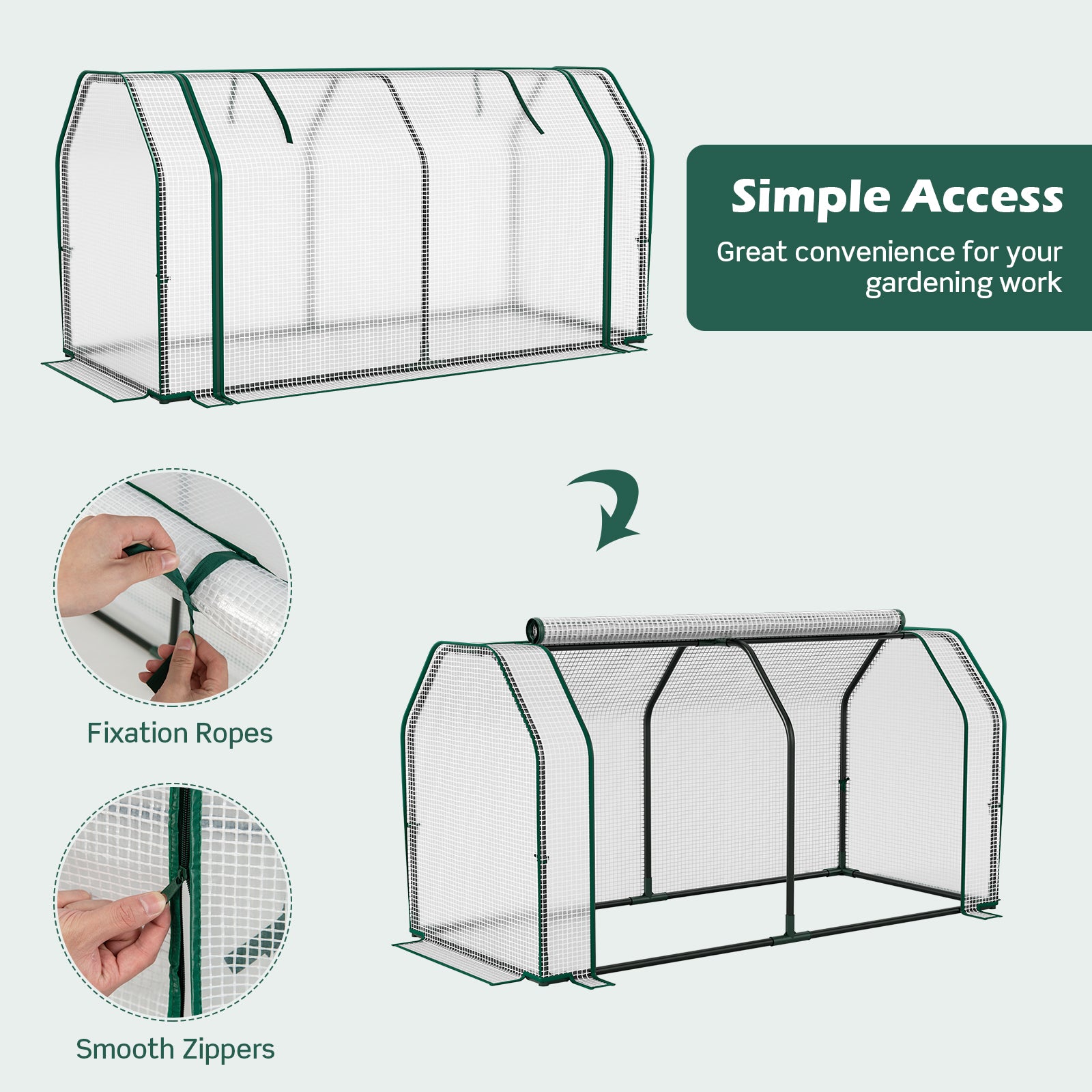 47.5 x 21.5 x 24 Inch Mini Greenhouse with Roll-up Zipper Door, White Greenhouses   at Gallery Canada