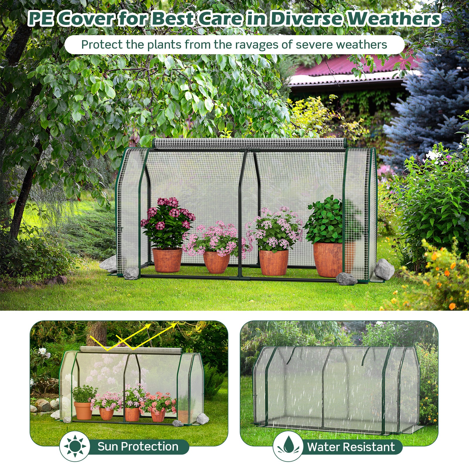 47.5 x 21.5 x 24 Inch Mini Greenhouse with Roll-up Zipper Door, White Greenhouses   at Gallery Canada