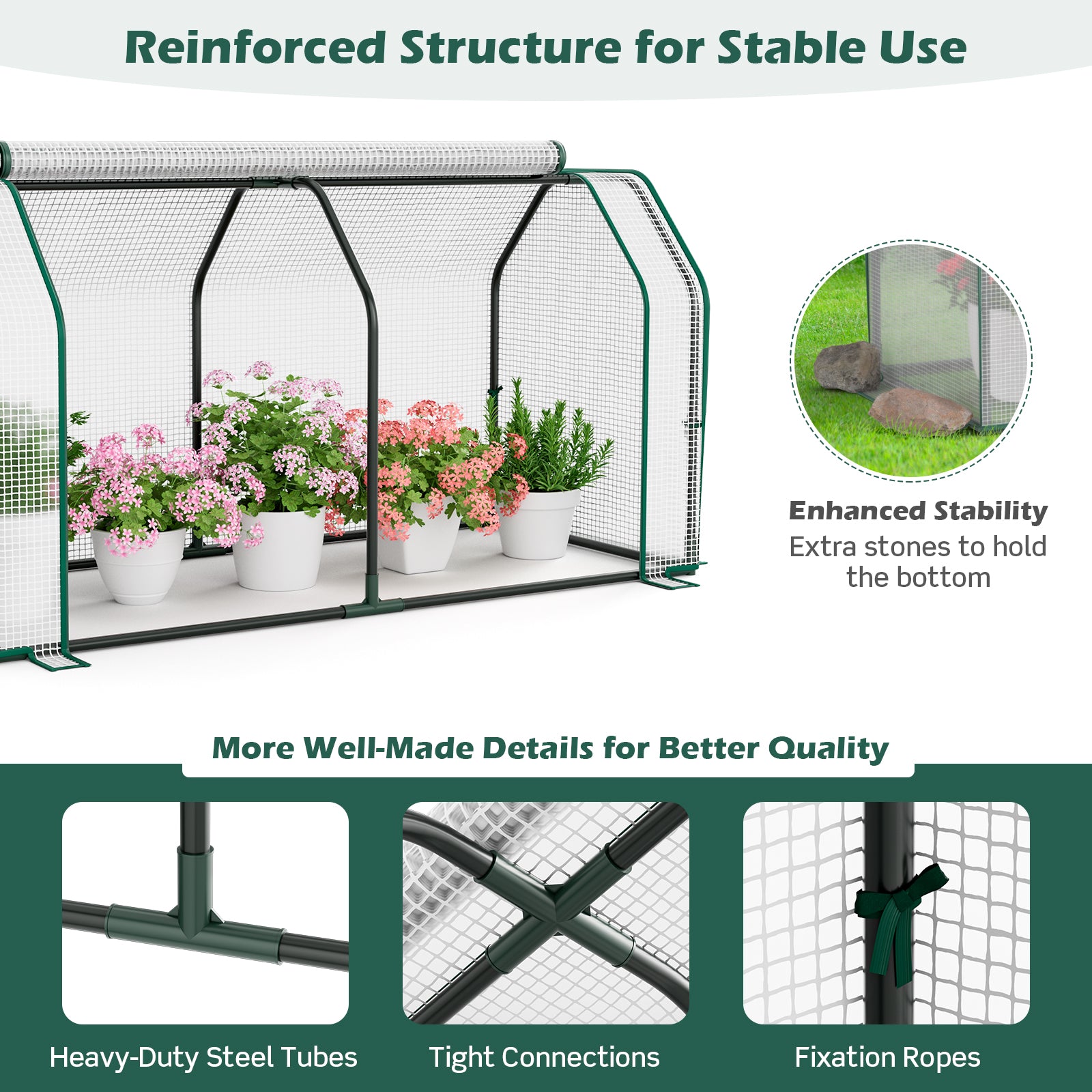 47.5 x 21.5 x 24 Inch Mini Greenhouse with Roll-up Zipper Door, White Greenhouses   at Gallery Canada