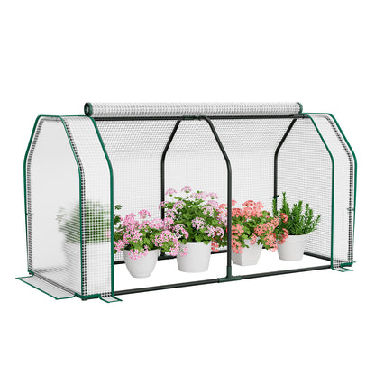 47.5 x 21.5 x 24 Inch Mini Greenhouse with Roll-up Zipper Door, White Greenhouses White  at Gallery Canada