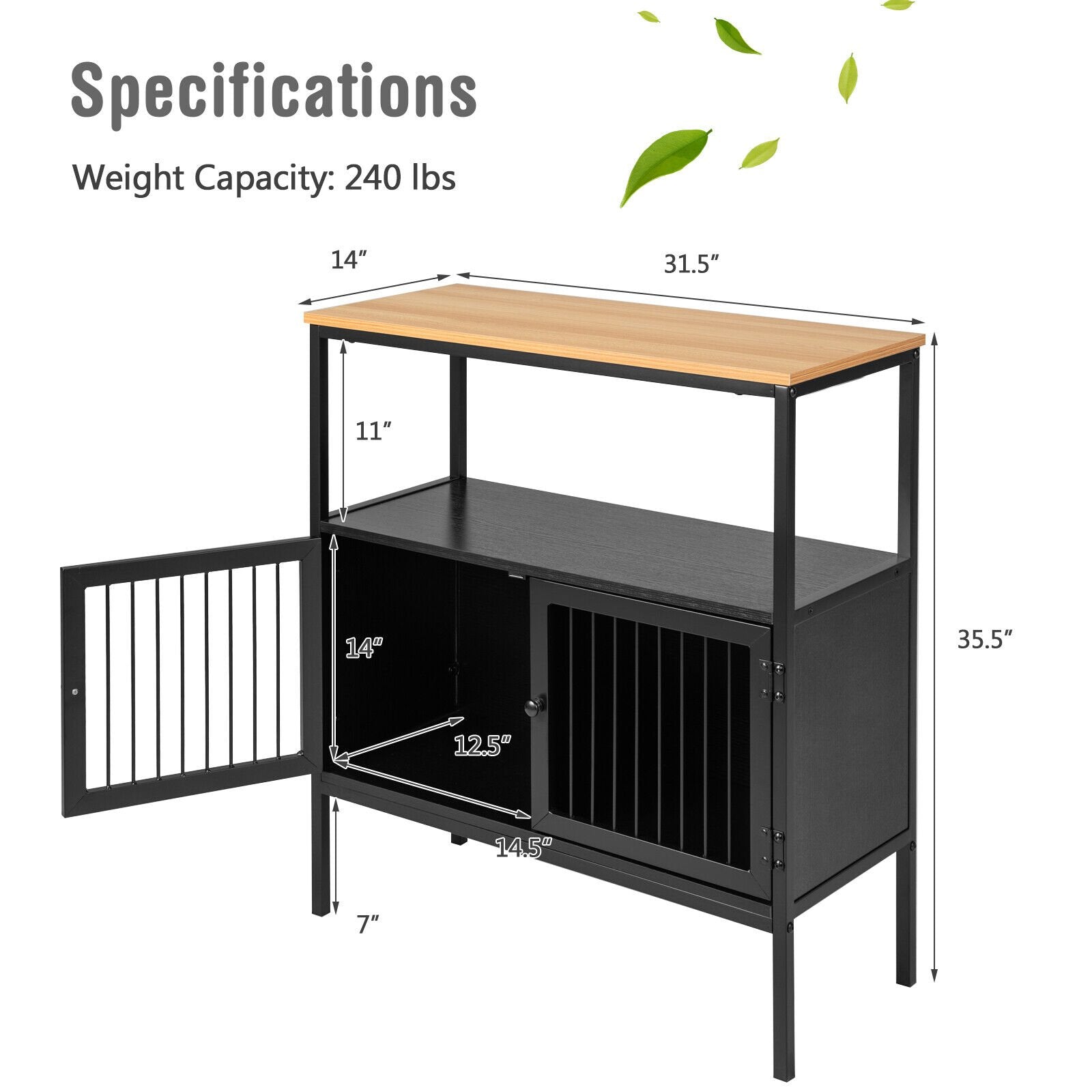 Kitchen Buffet Cabinet with 2 Doors and Open Shelf, Black Sideboards Cabinets & Buffets   at Gallery Canada