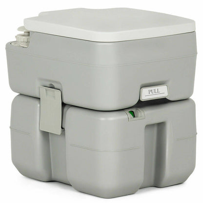 5.3 Gallon Portable Travel Toilet with Piston Pump Flush, Light Gray - Gallery Canada