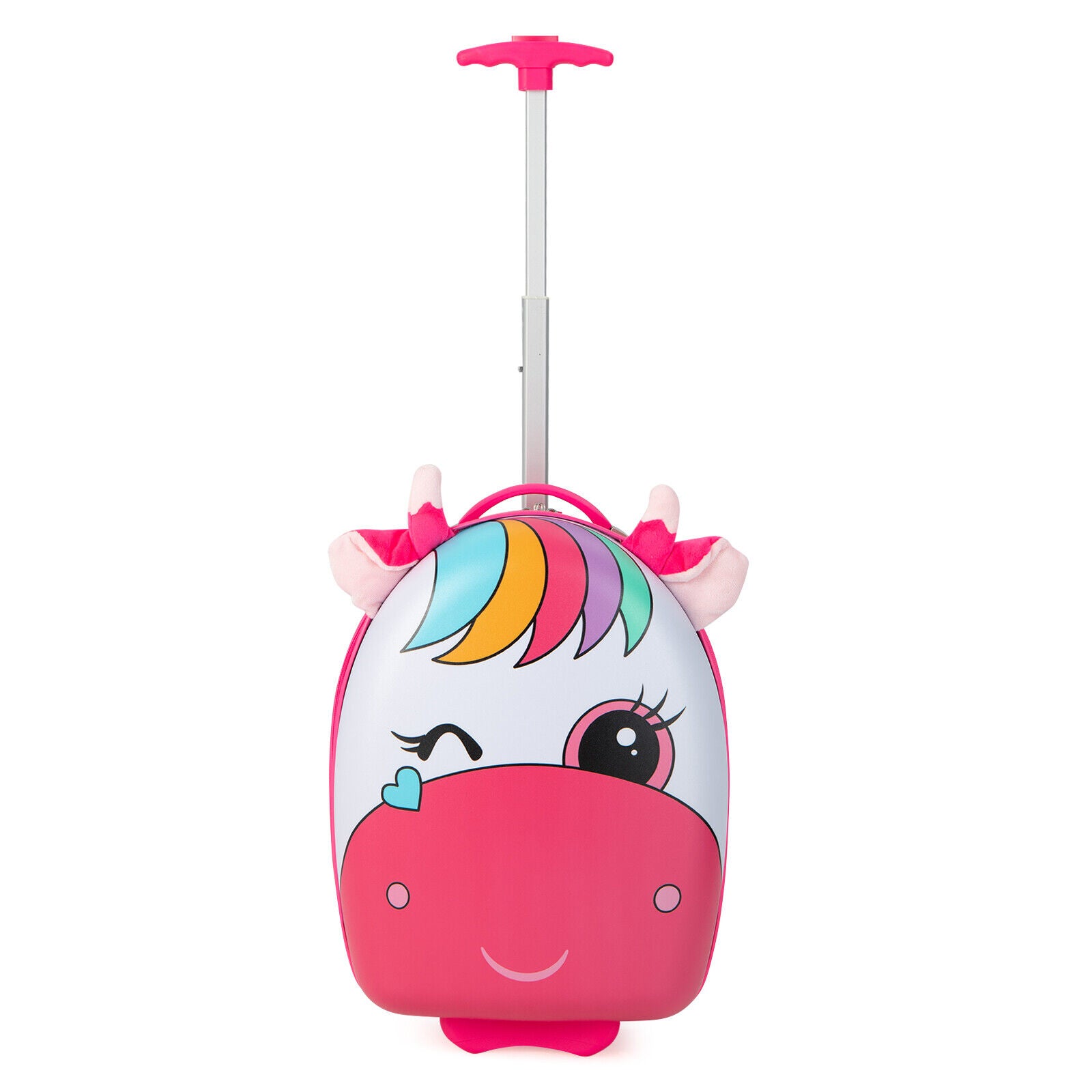 16 Inch Kids Rolling Luggage with 2 Flashing Wheels and Telescoping Handle, Pink Kids Luggage Pink at Gallery Canada