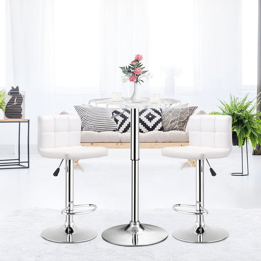 Round Height Adjustable Bistro Bar Table White, White Bar Tables   at Gallery Canada