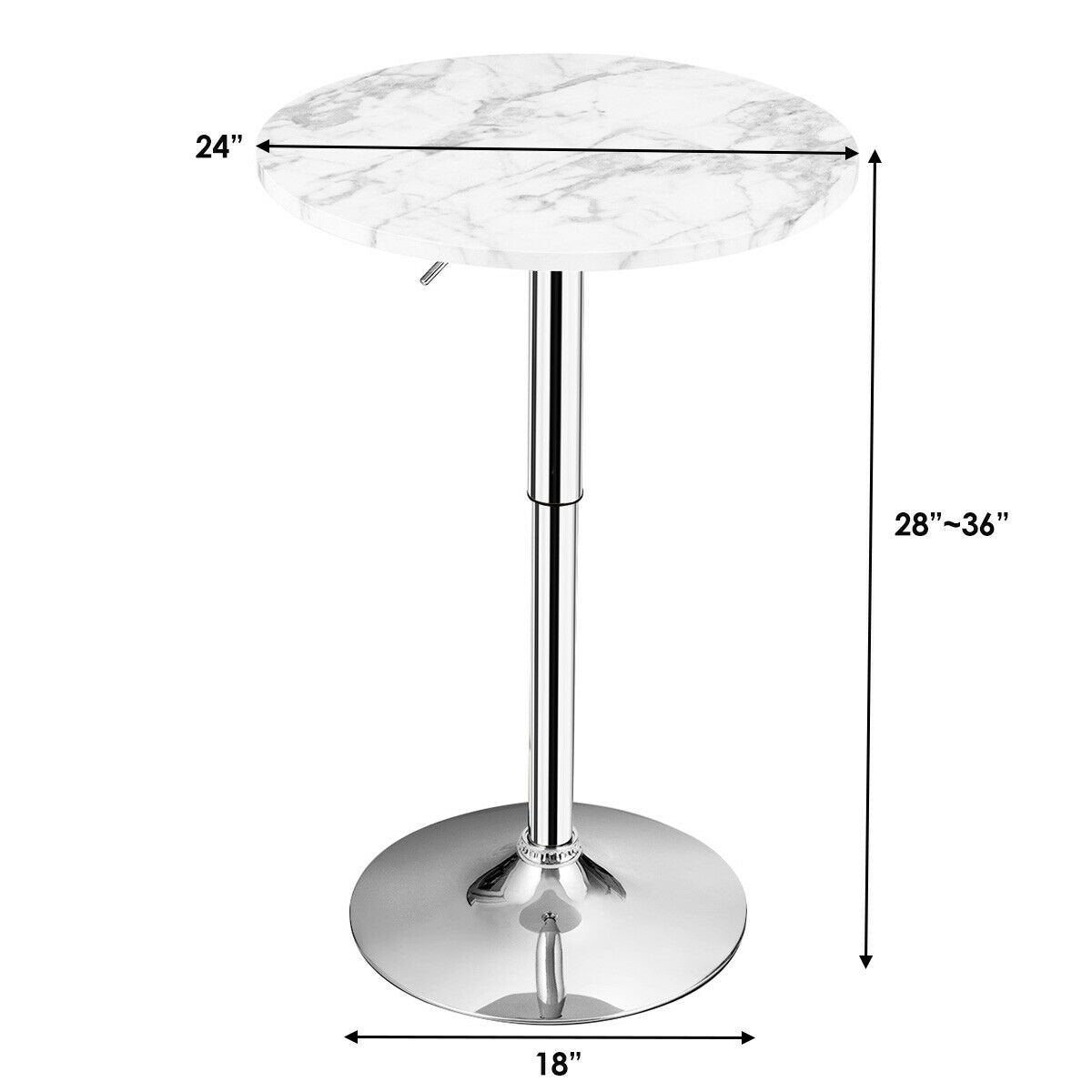 Round Height Adjustable Bistro Bar Table White, White Bar Tables   at Gallery Canada