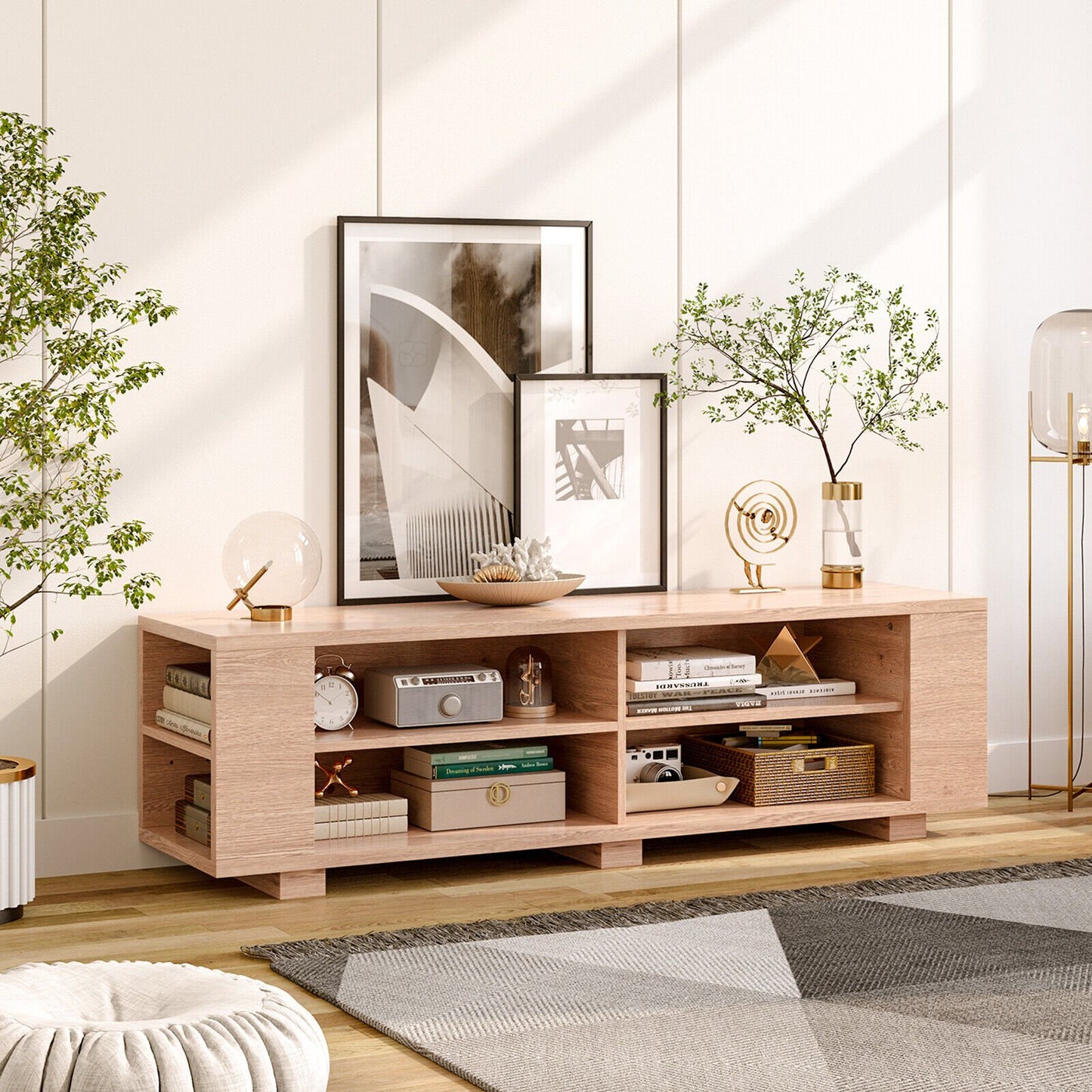 TV Stand Modern Wood Storage Console Entertainment Center, Natural Entertainment Centers & TV Stands   at Gallery Canada