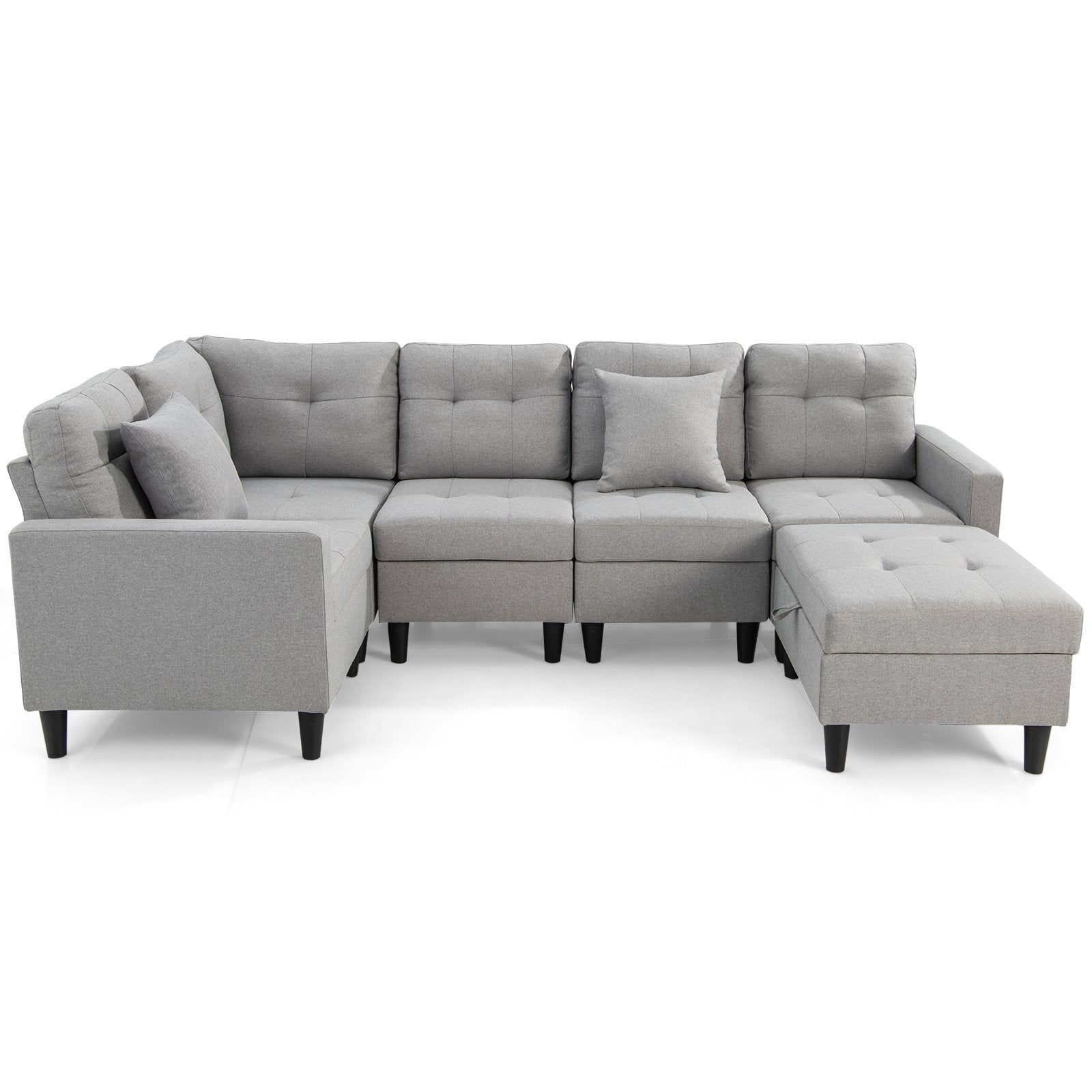 L-shaped Sectional Corner Sofa Set with Storage Ottoman, Gray Sofas & Loveseats   at Gallery Canada