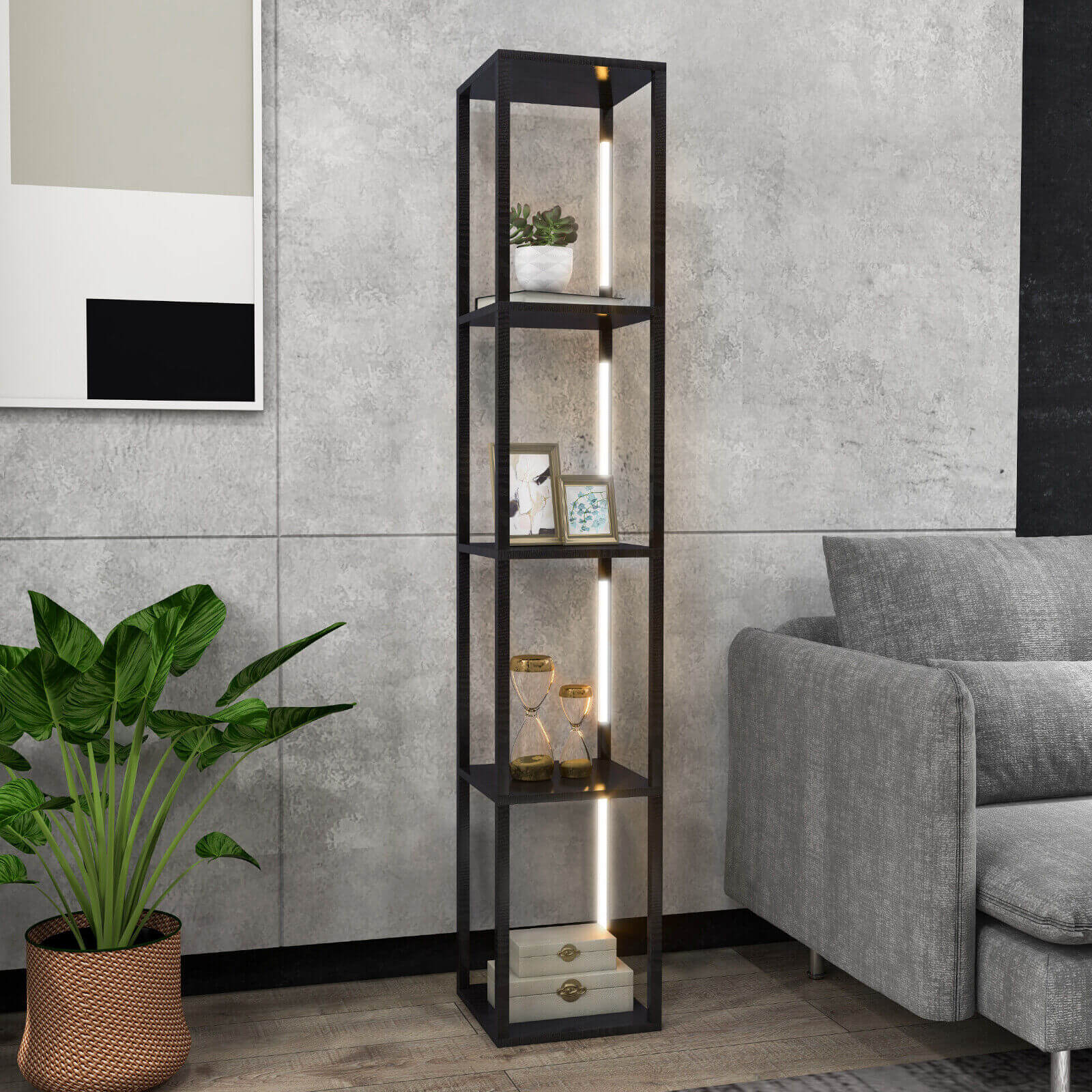 64 Inches Floor Lamp with 3-Level Dimmable LED Bulbs and Rotatable LED Poles, Black Table & Floor Lamps at Gallery Canada