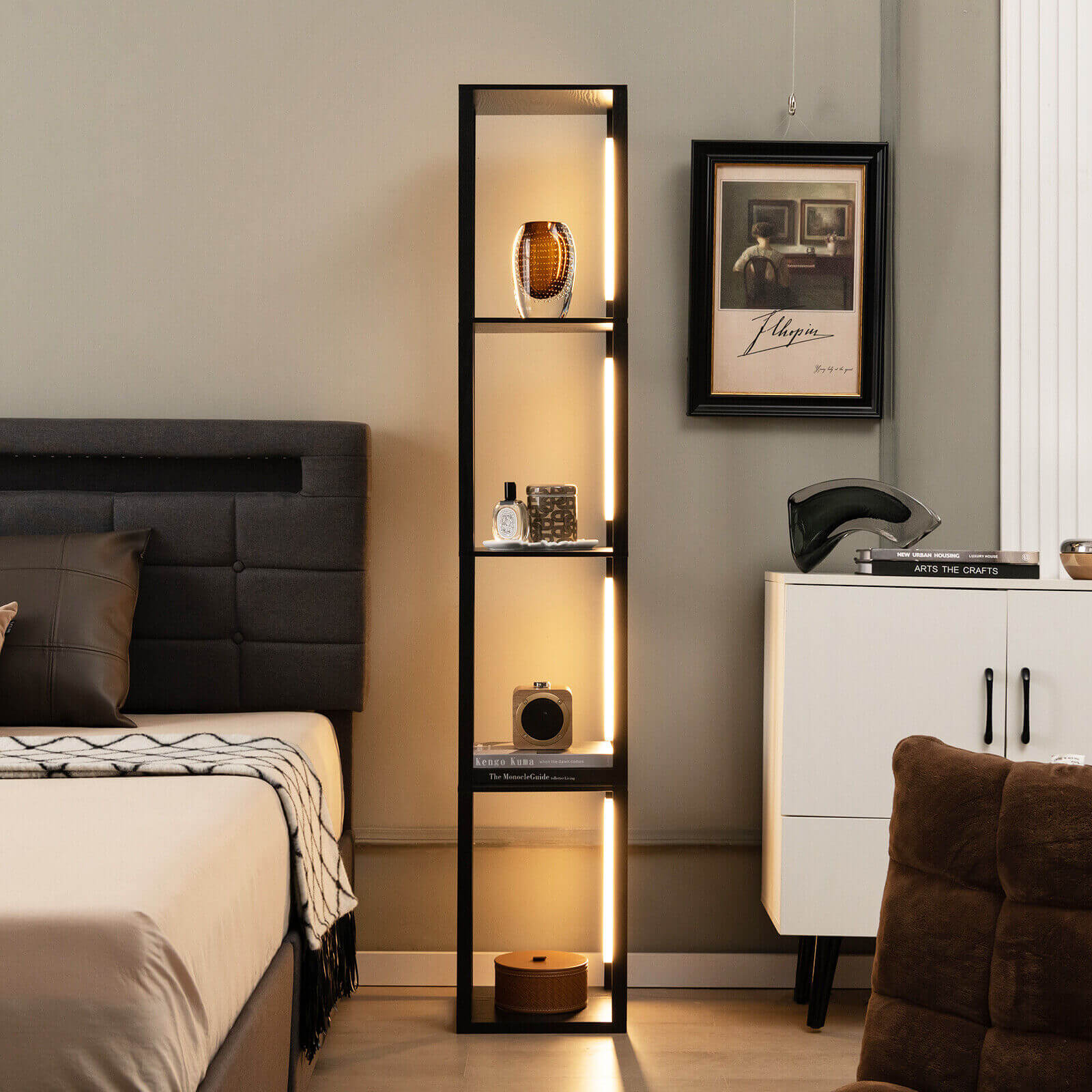 64 Inches Floor Lamp with 3-Level Dimmable LED Bulbs and Rotatable LED Poles, Black Table & Floor Lamps at Gallery Canada