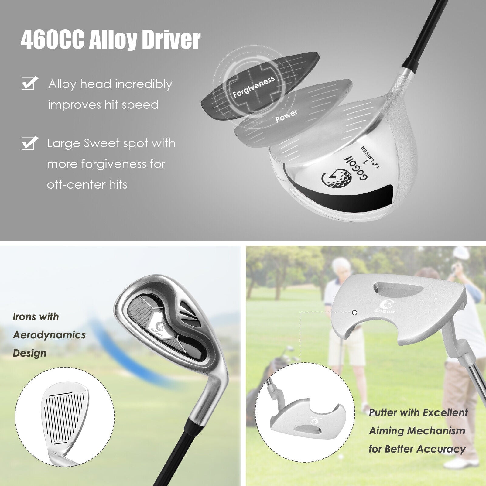 10 Pieces Womens Complete Golf Club Set with Alloy Driver, Black Golf   at Gallery Canada