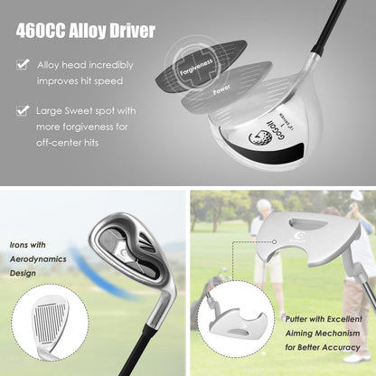 10 Pieces Womens Complete Golf Club Set with Alloy Driver, Black Golf   at Gallery Canada