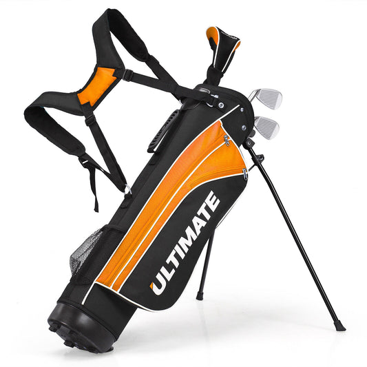 Set of 5 Ultimate 31 Inch Portable Junior Complete Golf Club Set for Kids Age 8+ , Orange Golf Orange  at Gallery Canada