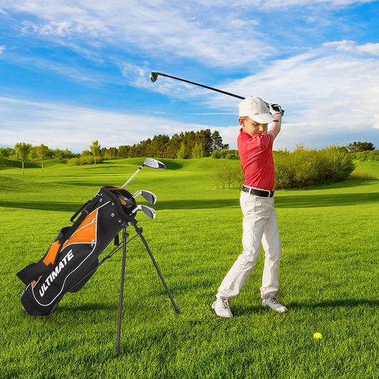 Set of 5 Ultimate 31 Inch Portable Junior Complete Golf Club Set for Kids Age 8+ , Orange Golf Orange  at Gallery Canada
