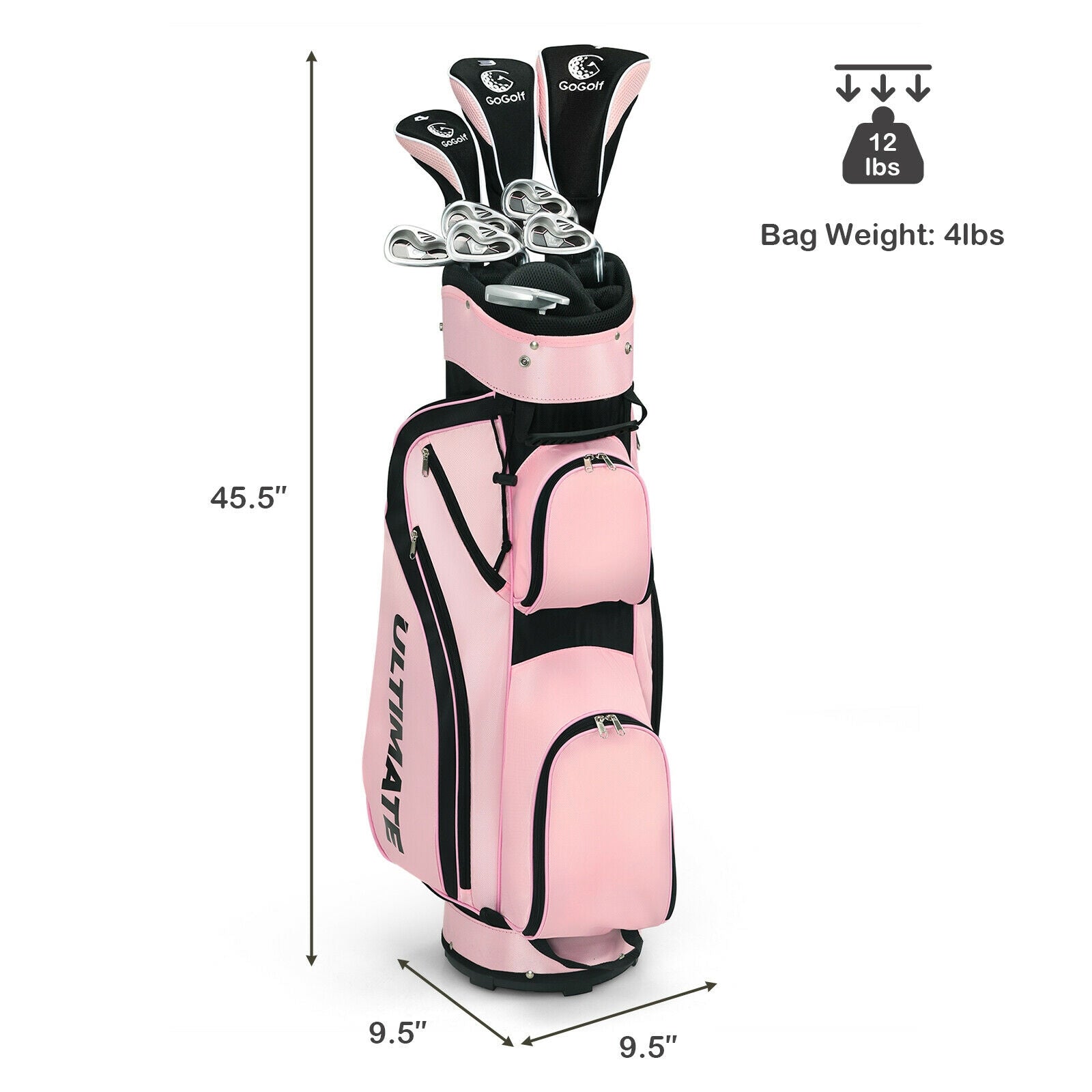 10 Pieces Womens Complete Golf Club Set with Alloy Driver, Pink Golf   at Gallery Canada