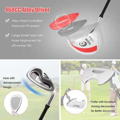 10 Pieces Ladies Complete Golf Club Set with Alloy Driver, Red Golf   at Gallery Canada