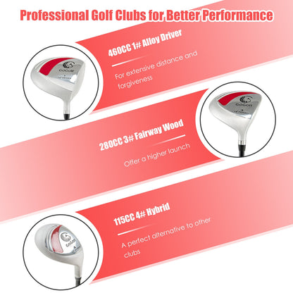 10 Pieces Ladies Complete Golf Club Set with Alloy Driver, Red Golf   at Gallery Canada