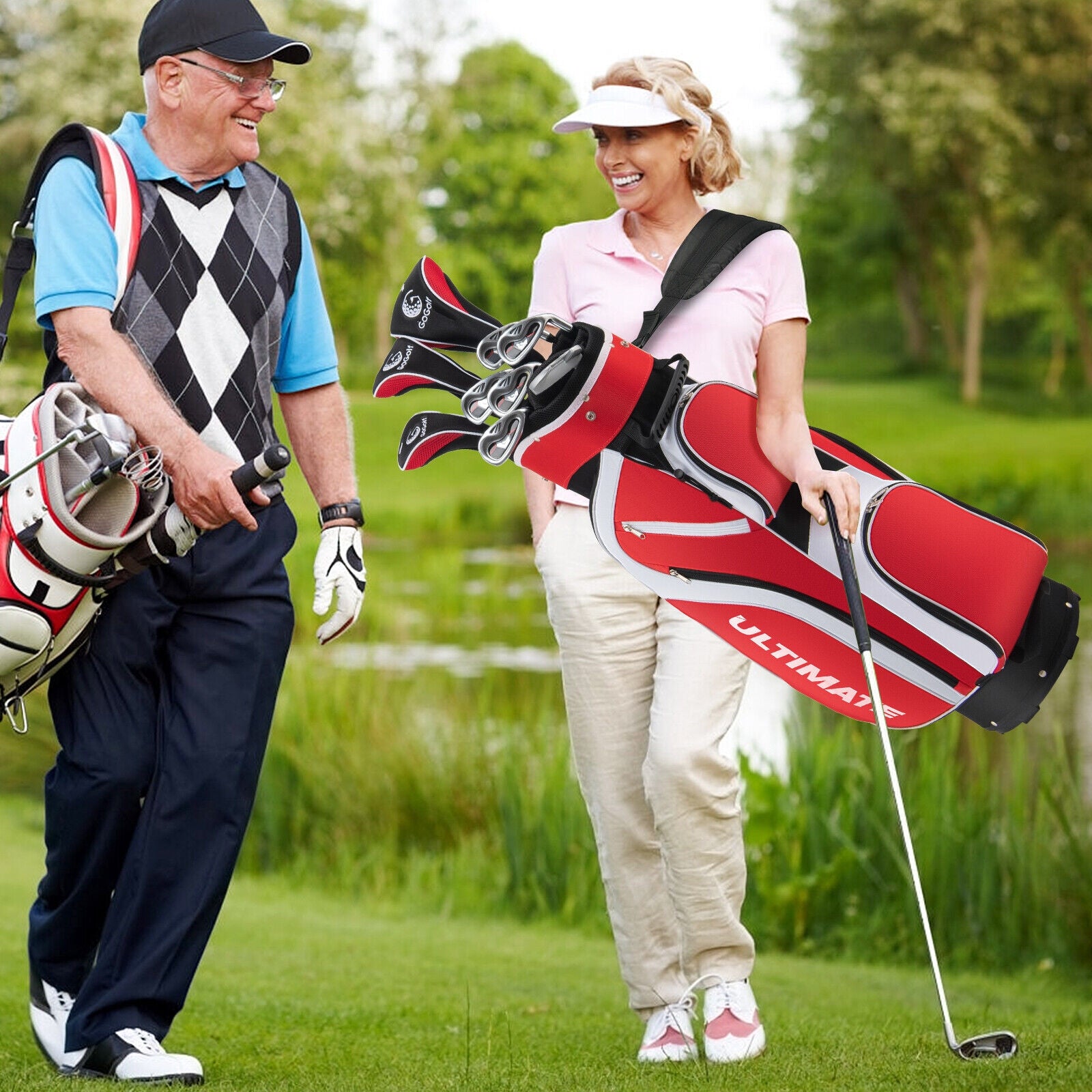 10 Pieces Ladies Complete Golf Club Set with Alloy Driver, Red Golf   at Gallery Canada