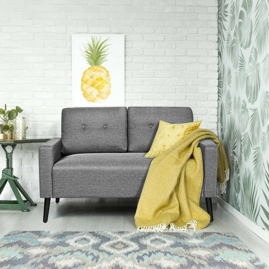 55 Inch Modern Loveseat Sofa with Cloth Cushion, Gray - Gallery Canada