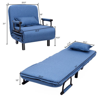 Convertible Folding Leisure Recliner Sofa Bed, Blue Accent Chairs   at Gallery Canada