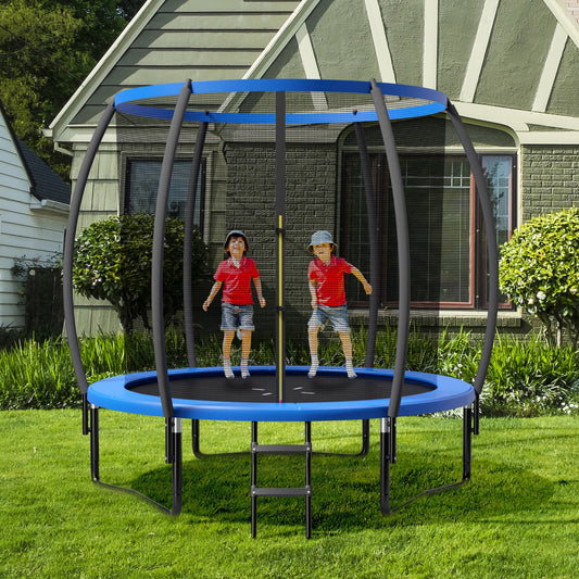 8 Feet ASTM Approved Recreational Trampoline with Ladder, Blue - Gallery Canada