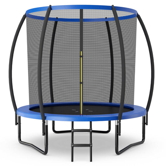 8 Feet ASTM Approved Recreational Trampoline with Ladder, Blue - Gallery Canada