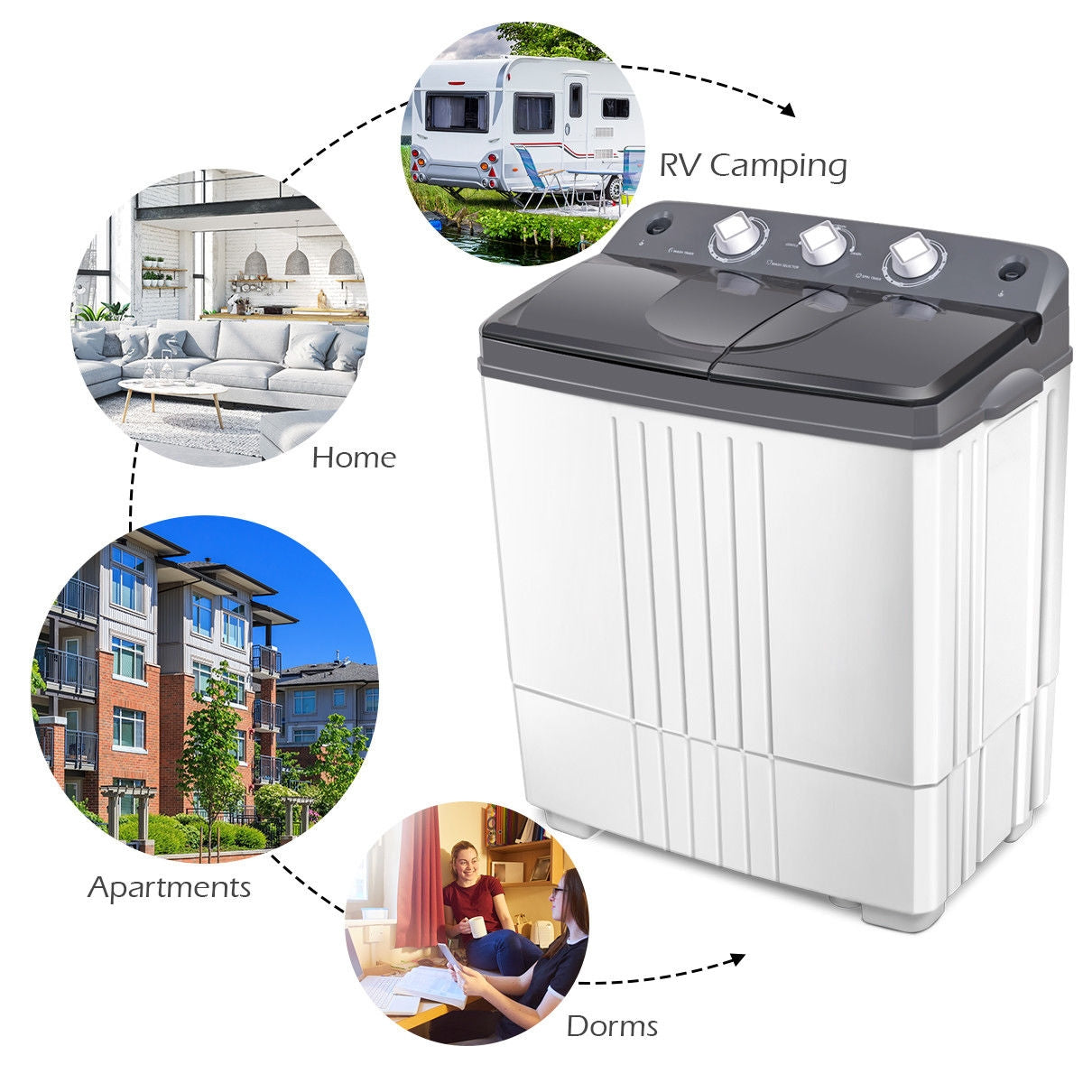 20 lbs Portable Semi-Automatic Twin-tub Washing Machine Washing Machines at Gallery Canada