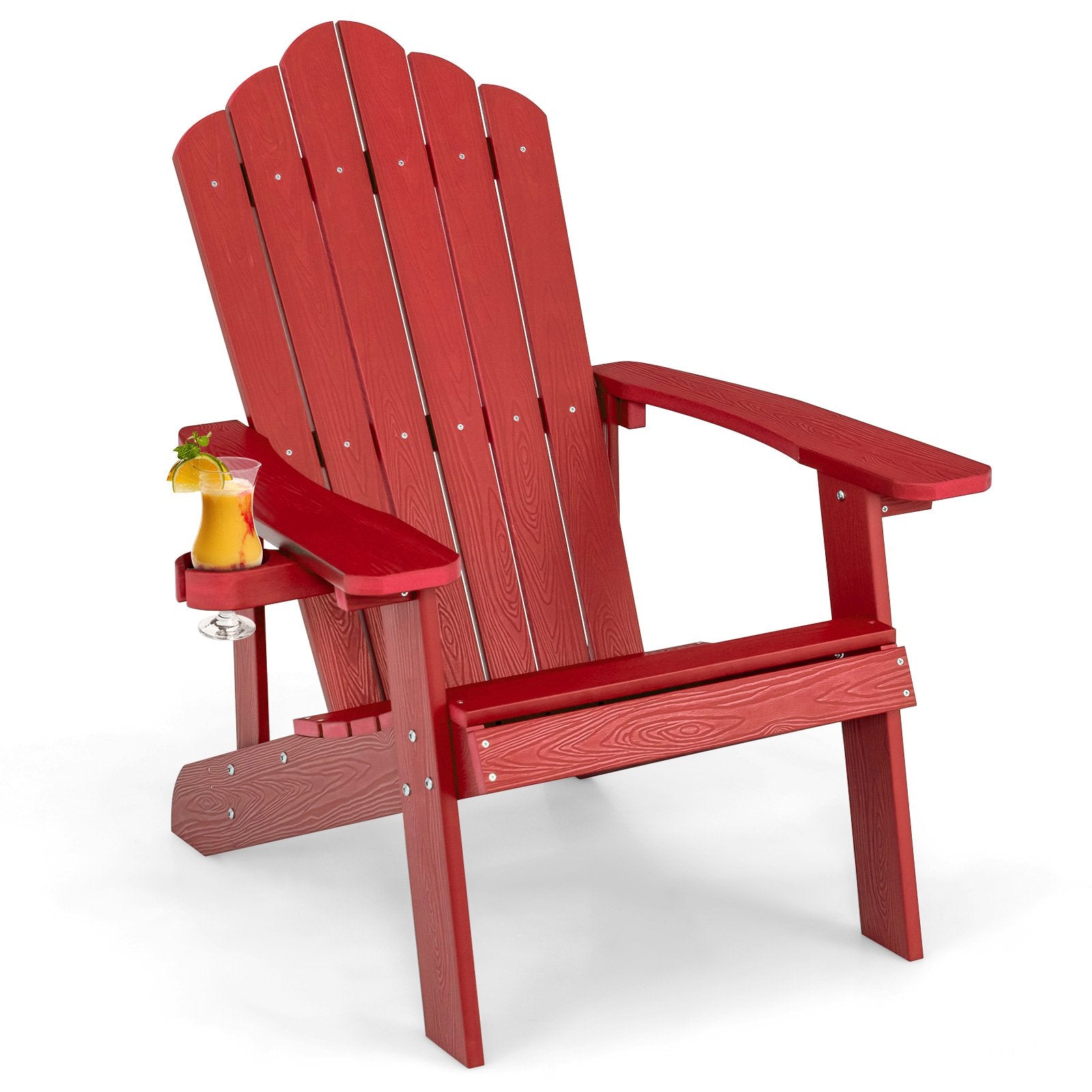 Weather Resistant HIPS Outdoor Adirondack Chair with Cup Holder, Red Adirondack Chairs   at Gallery Canada