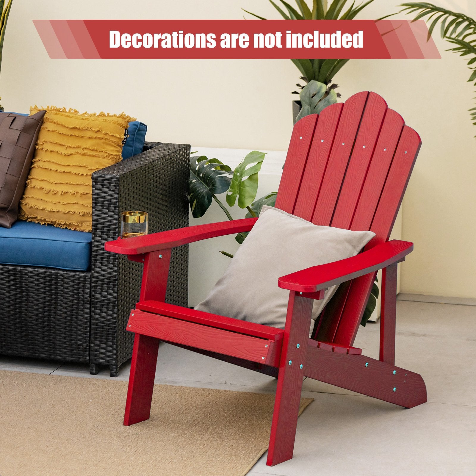 Weather Resistant HIPS Outdoor Adirondack Chair with Cup Holder, Red Adirondack Chairs   at Gallery Canada