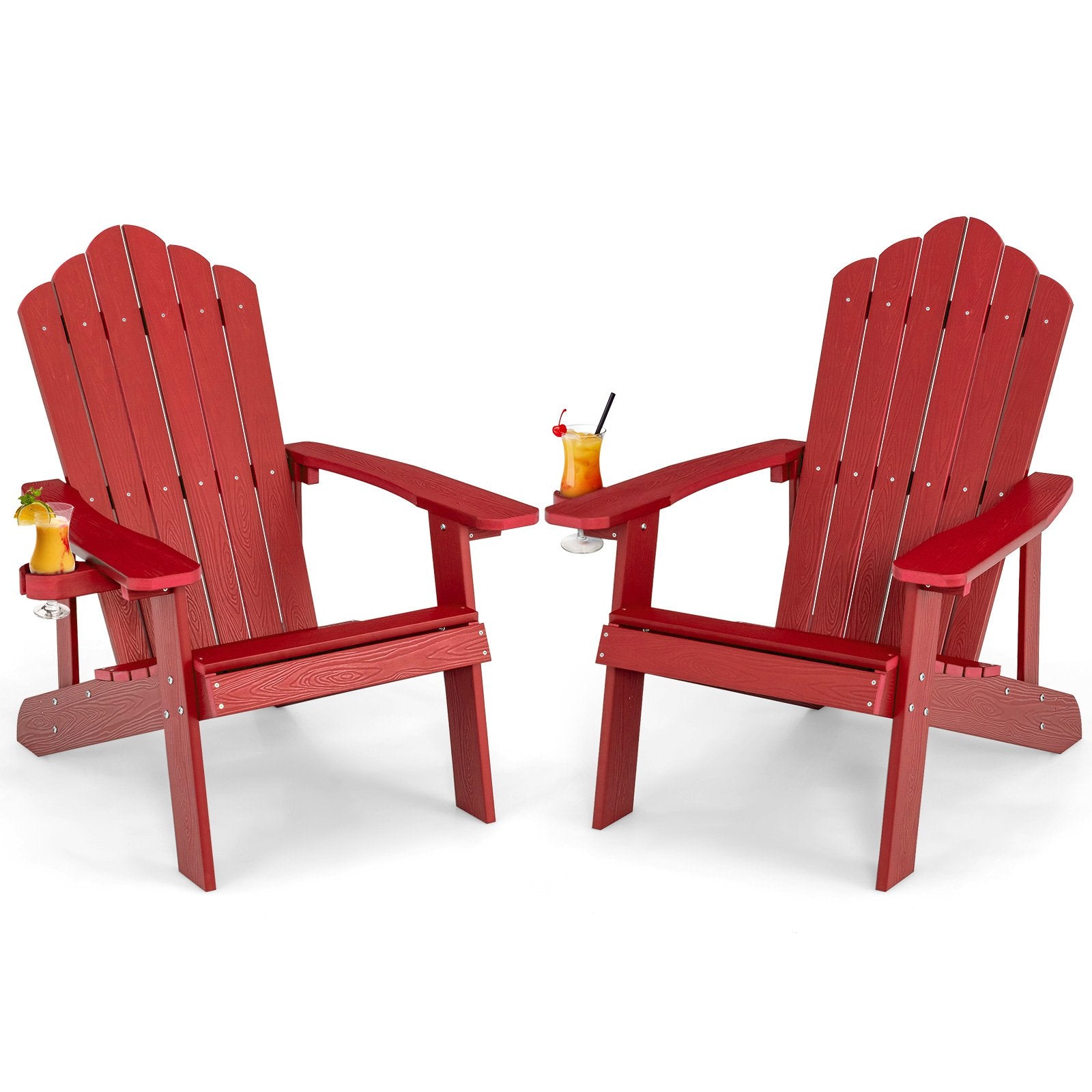 Weather Resistant HIPS Outdoor Adirondack Chair with Cup Holder, Red Adirondack Chairs   at Gallery Canada