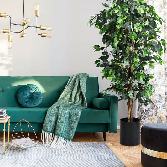 6 Feet Artificial Ficus Silk Tree, Green Faux Plants   at Gallery Canada