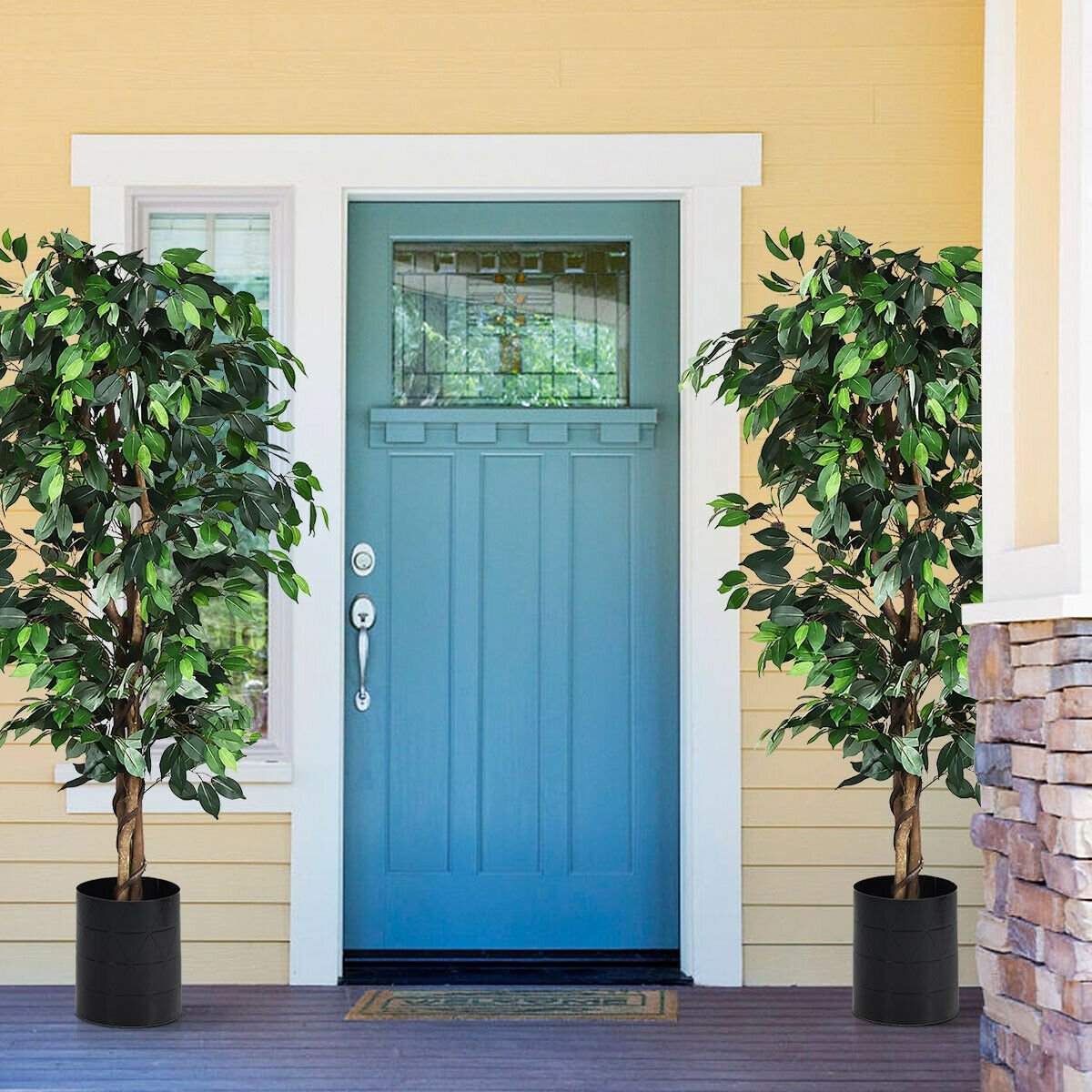 6 Feet Artificial Ficus Silk Tree, Green Faux Plants   at Gallery Canada