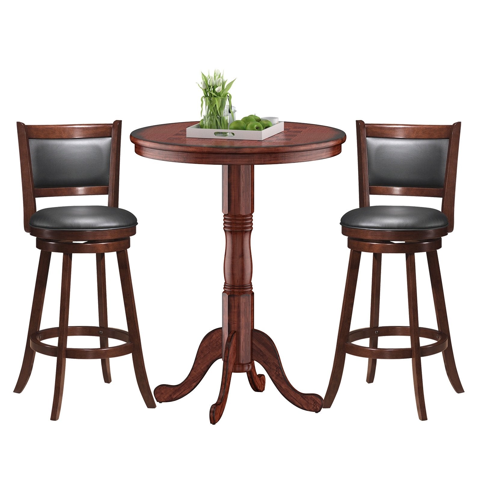 42 Inch Bistro Vintage Pub Bar Round Chess Table, Brown Bar Tables   at Gallery Canada