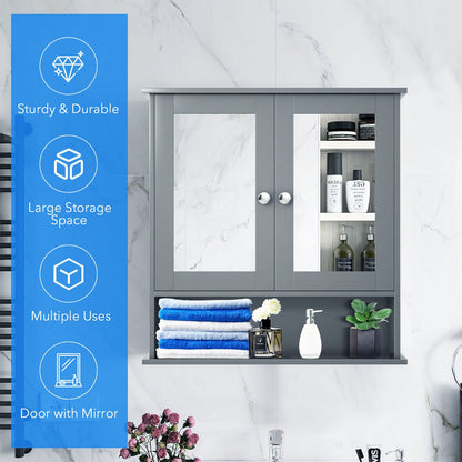 Bathroom Wall Mount Mirror Cabinet Organizer, Gray Wall Cabinets   at Gallery Canada