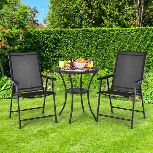 Set of 2 Outdoor Patio Folding Chair with Ergonomic Armrests, Black - Gallery Canada