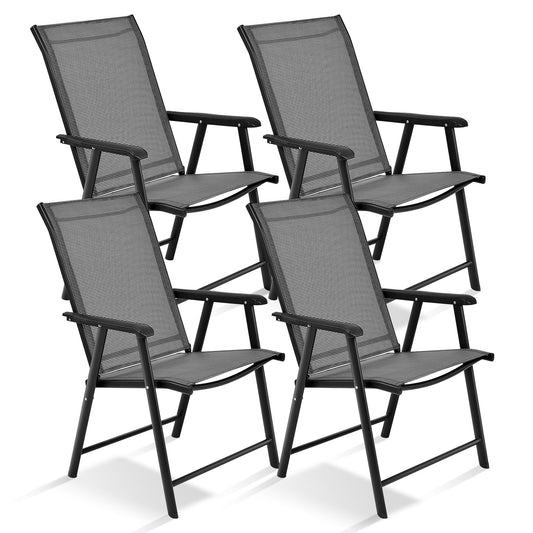 4-Pack Patio Folding Chairs Portable for Outdoor Camping, Gray - Gallery Canada