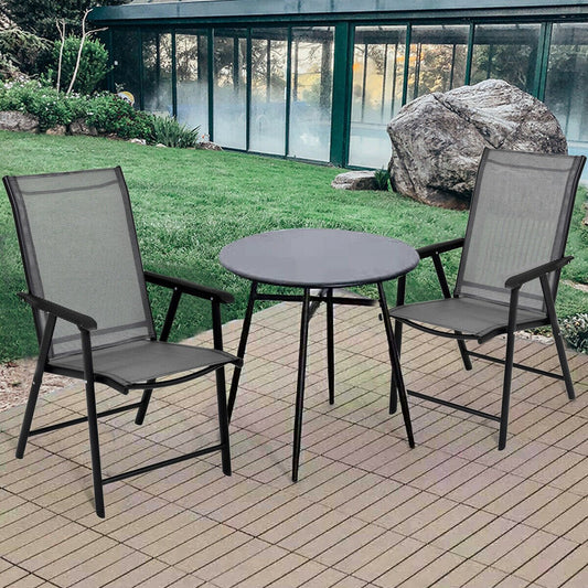 Set of 2 Outdoor Patio Folding Chairs, Gray - Gallery Canada