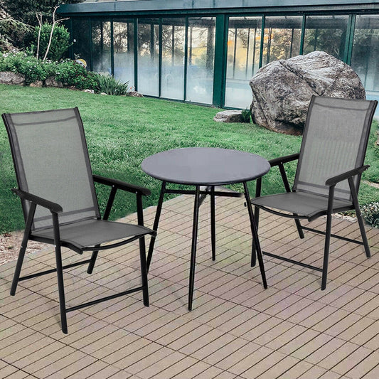 Set of 2 Outdoor Patio Folding Chairs, Gray Patio Dining Chairs   at Gallery Canada